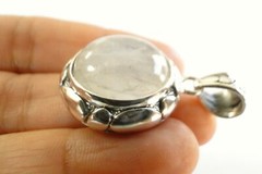 Rainbow Moonstone Solitaire 925 Sterling Silver Pendant
