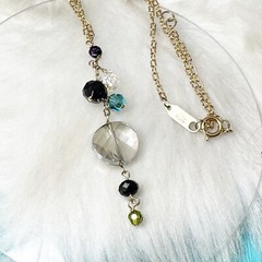 Holly Yashi Cascade Gemstone Purple Blue Crystal Pendant Gold Necklace