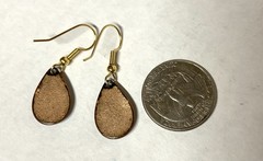 Enamel on Copper Teardrop DANGLE EARRINGS -Turquoise color- Inga
