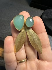 Chalcedony Gemstone Handmade Gold Plated Earrings Jewelry