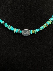 Sterling Turquoise Chip Necklace “Purity” Plate 13.5”