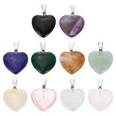 10Pcs Heart Stone Pendants 20mm Love Heart Pendants Multicolored Love Charm