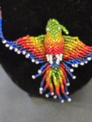 Two Vntg multi Color beaded Hummingbird Necklaces From Mexico 16″, Very Pretty