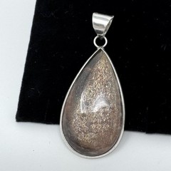 Sterling Silver Sunstone Pendant 2” Teardrop Cabochon India Handmade 925