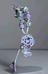 Purple Enamel Metal And Glass Beaded Necklace With Tassel 24″