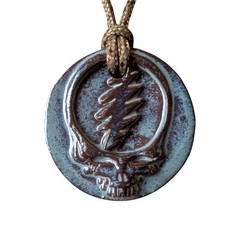Stealie Steal Your Face Grateful Dead Necklace Handmade Jewelry in Slate