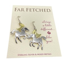 Far Fetched Midnight Run Horse Dangle Earrings 925 Sterling Silver Artisan Pony