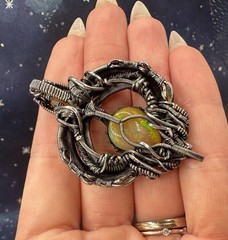 Ethiopian Opal Wire Wrapped Gemstone Pendant 2.19” Long Handmade Jewelry