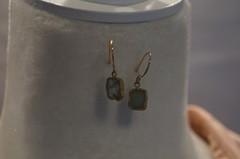 Rough Cut Aquamarine Dangly Earrings
