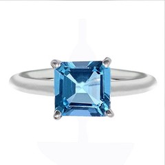 Princess Cut Blue Topaz 925 Sterling Silver Ring – Size 7.5
