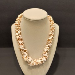 Vintage Sliced Seashell Chips Necklace Mixed Shells Hawaiian Beach Jewelry 18″