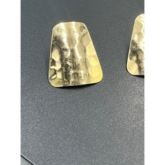 14k Yellow Gold Hammered Textured Trapezoid Shape Flared Artisan Earrings 2.1 gr