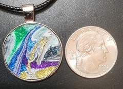 Handcrafted Acrylic Paint & Resin Pendant Faux Leather Adjustable Lobster Clasp