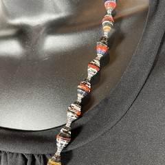 Fair Trade Paper Bead Necklace Red Black White Blue Green Artisan Made