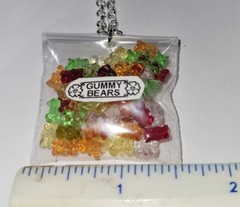 Gummy Bear Bag Necklace Silver Kids Candy Charm