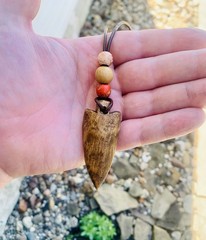 Arrowhead Pendant Necklace Hand Carved Natural Wood Arrowhead