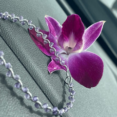 Purple lavender zircon 8” silver copper wire beaded beads handcrafted handmade d