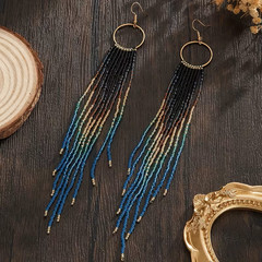 Art Deco Era Handmade Long Tassel Dangle Earrings – Glass Seed Beads