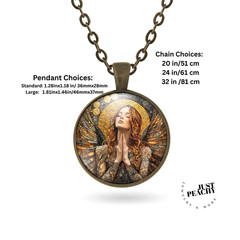 Guardian Angel Retro Stained Glass Art Jewelry Necklace Earrings Bracelet