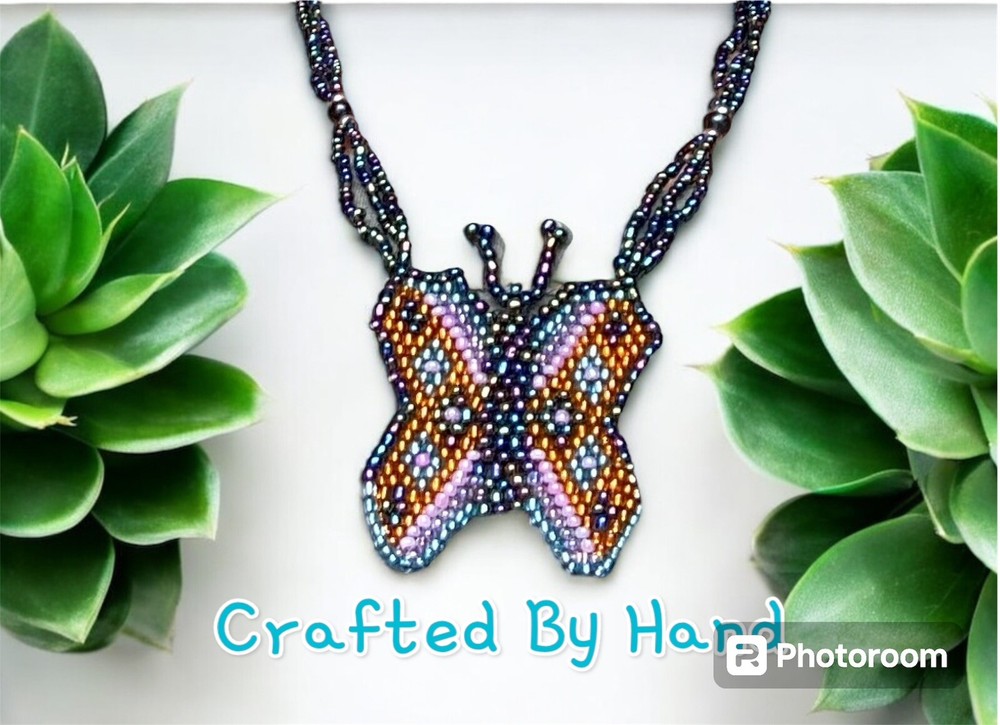Boho Jewelry Beaded Big Butterfly Handmade Statement Multicolored Ball And Loop