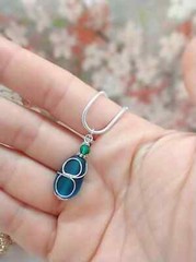 Teal Blue Sea Glass Necklace Minimalist Teardrop Necklace Handmade Pendant Gift
