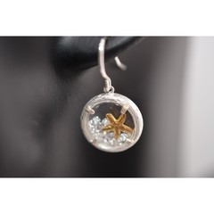 Catherine Weitzman Sterling Silver White Crystal Starfish Earrings