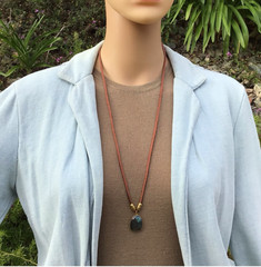 $259 Labradorite Sundance Charm Necklace leather suede cord artisan jewelry