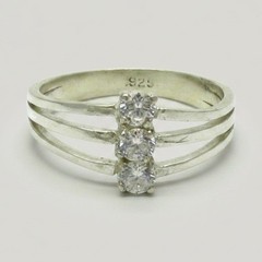 Stylish Sterling Silver Ring Genuine Solid 925 With 3 CZ Handmade Empress