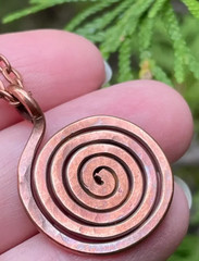 1 Pc Pure Copper Healing Spiral Pendant Locket, Jewelry, Spiritual Kriya