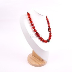 Coral Agate Stone Necklace, Natural Gemstone Beads, Handmade Jewelry,