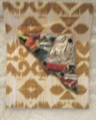 Triangle Shape Brooch~Multi-Color~Mosaic Style~2 7/8″ x 1 5/8″~1980’s