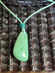 Green Jade Pendant Unisex Necklace Green Leather Cord Adjustable Good Luck