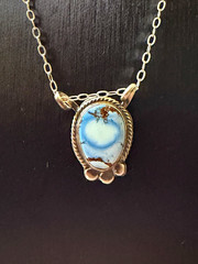 Sharon McCarthy Handmade Sterling Silver Turquoise Pendant Necklace Signed