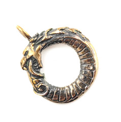 Ouroboros pendant, Elder Edda Serpent-Dragon Amulet, Viking Pagan Necklace