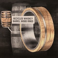 White Oak Whiskey Barrel Ring, 8mm Wide, Size 11