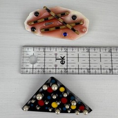 Vintage 90s Mixed Media Brooches Pins Set of 2 Handmade Artisan Postmodern Pearl