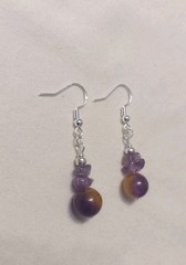 Ametrine and Amethyst Earrings on Sterling Silver French Hooks