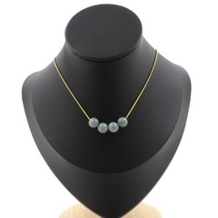 Necklace 4 Beads Jade 0 5/16in Chain Steel Golden Stainless Necklace Women, Hom
