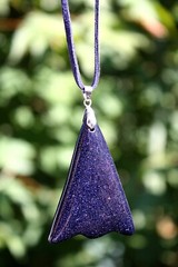 Blue Sun Stone Sunstone Pendant Necklace Gothic Statement Dark Fairy Jewelry