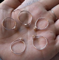 1pc Dainty Handmade Wire wrapped peach moonstone crystal ring in rose gold wire
