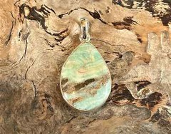 Blue Aragonite .925 Sterling Silver Pendant Natural Healing Chakra Stone