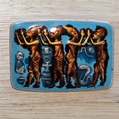 Egyptian Pharaohs & Symbols Ginbari Style Brooch Blue and Gold