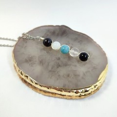 Cancer Necklace Zodiac Pendant Garnet Moonstone Aquamarine Rose Quartz Onyx