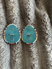 Native American Hand Made Beaded Teardrop Earrings posts with lever back.