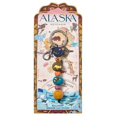 NEW JILZARAH Handmade Clay Beads 4 Ball Keychain DESTINATION ALASKA 18mm Bead