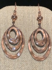 «NEW LISTING* HANDCRAFTED LG. EGYPTIAN HAMMERED COPPER METAL-ART EARRINGS -NEW