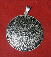 Sterling Silver Aztec Calendar Pendant TAXCO .925 ~ 2 1/4 DIAMETER NEW