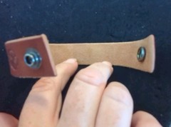 Brown Leather Snap Button 8.5 Inch Bracelet Hand Made Simple Flower Pattern