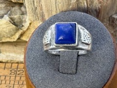 Vintage Southwestern Sterling Silver Blue Lapis Signet Ring sz 8.25–464.26