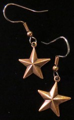 Celestial Star Earrings Antiqued Copper 5 Pointed Stars